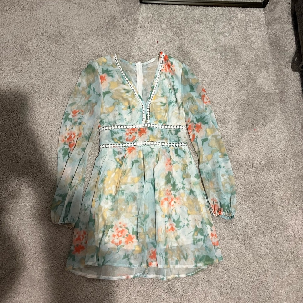 Floral Long Sleeve Kids Dress